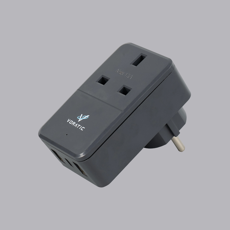 VT-925-DE UK-Njemačka, 1 utičnica, 2 USB priključka, 1 adapter za priključke tipa C